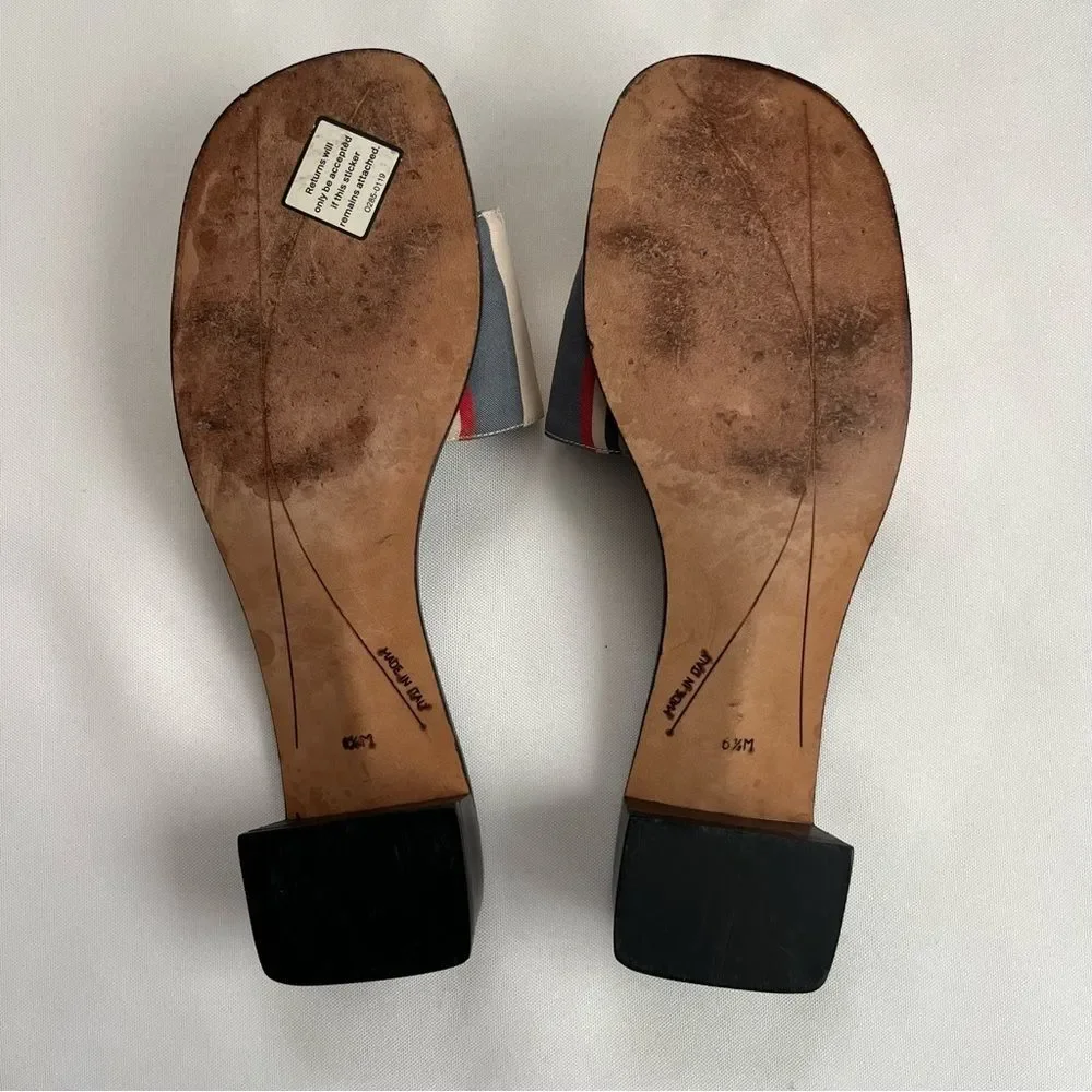 Kate Spade New York Mirabel Sarat Striped Canvas Fabric Heeled Sandals Size 6.5M